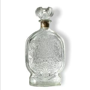 Vintage 1953 Schenley Whiskey Bottle Ornate Embossed Glass With Cork Top